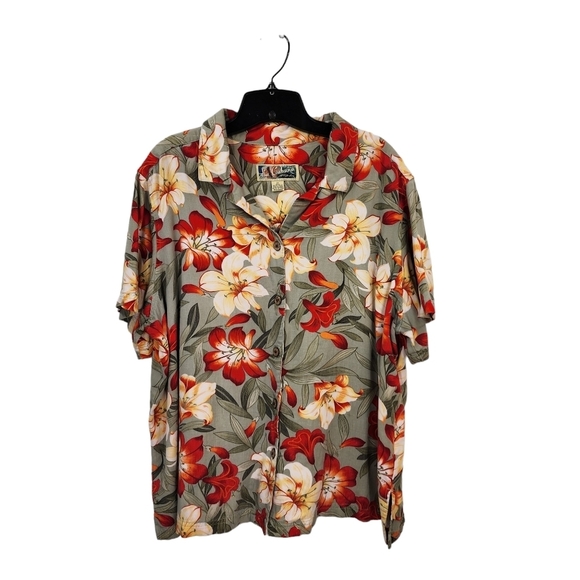 La Cabana Women's Floral All Night Long Rayon Blouse - 2X - Picture 1 of 5